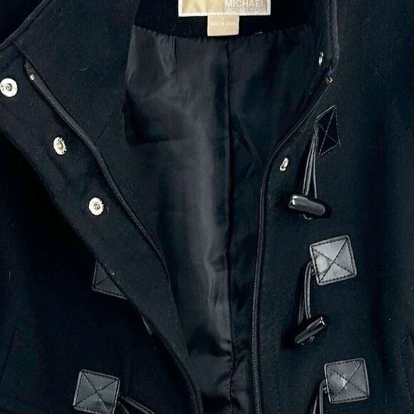 Michael Kors Wool Blend Peacoat Zipper Front Toggle Black Button Size 4 - Picture 9 of 16